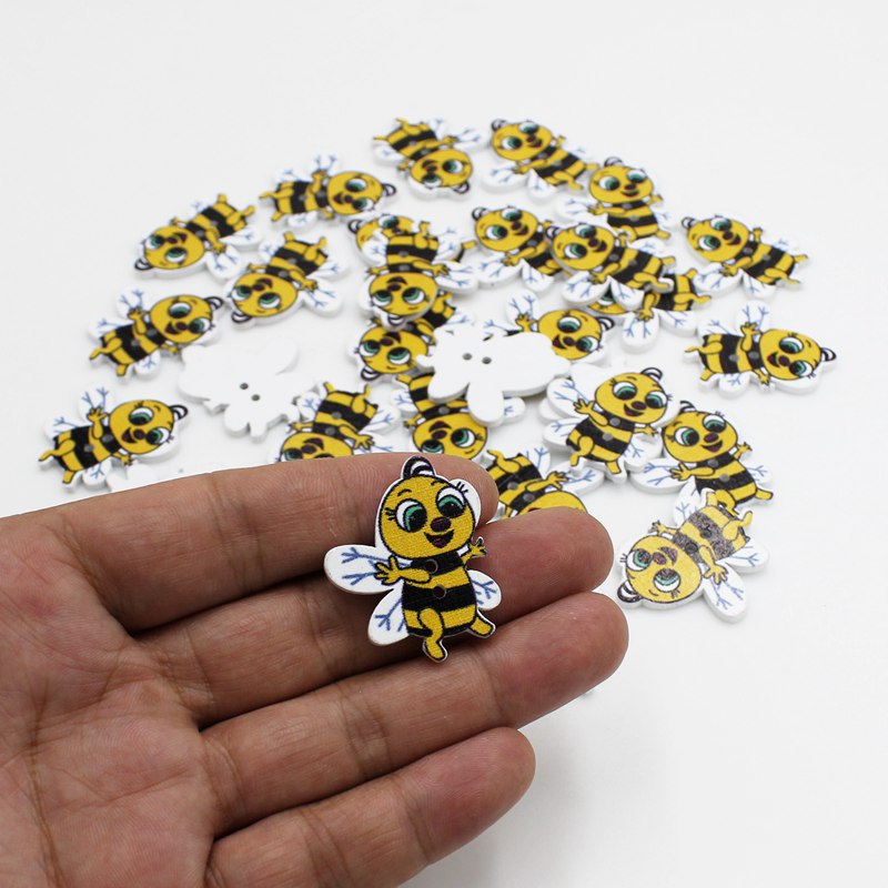 Baby X Clothing - 50Pcs New Mixed Cartoon Buttons Bee