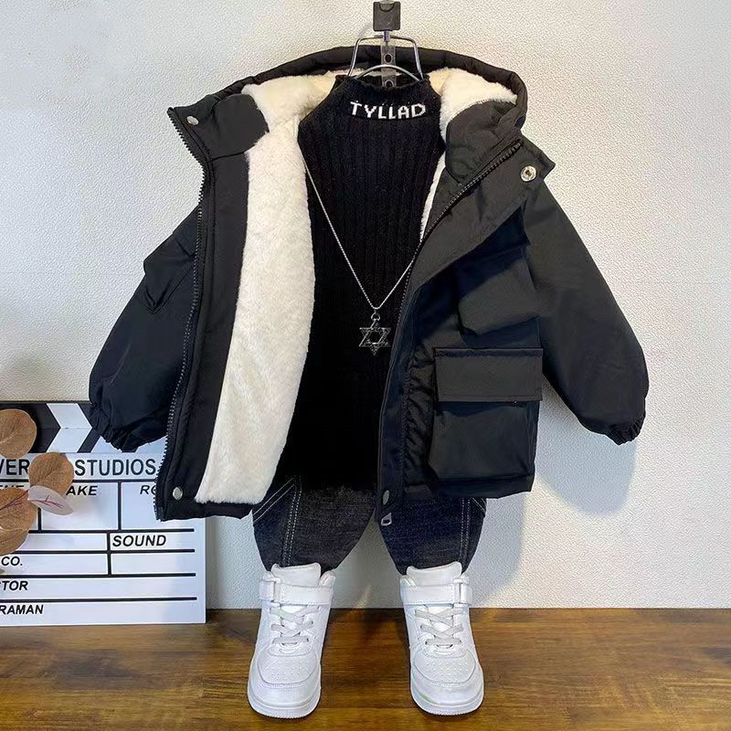 Kids Boys Plush Warm Jacket Ho - Baby X Clothing review and price